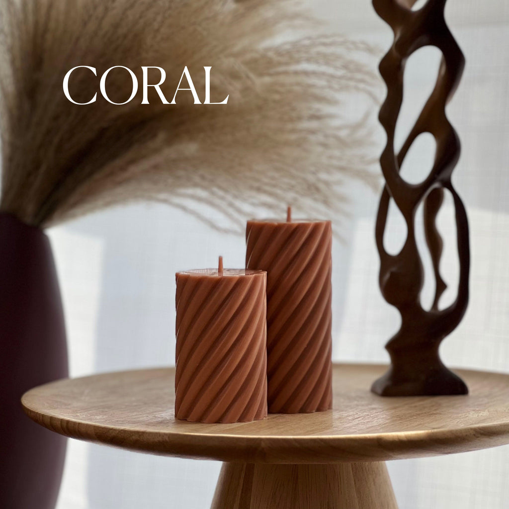 Spiral Ribbed Pillar Candle Set-1