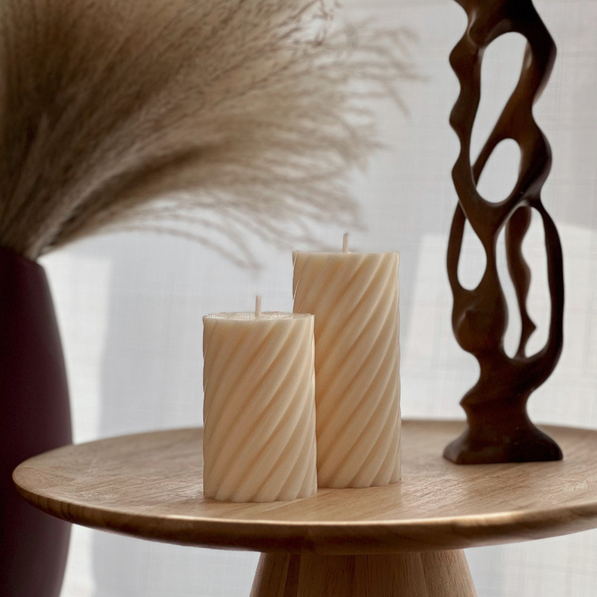 Spiral Ribbed Pillar Candle Set-0